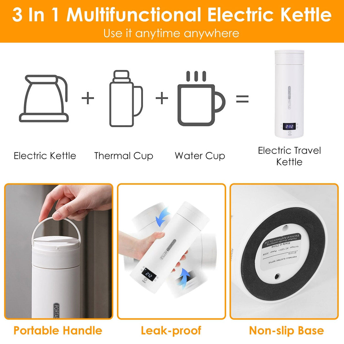 Avtoit | 17Oz Stainless Steel Travel Electric Kettle with 4 Temperature Presets