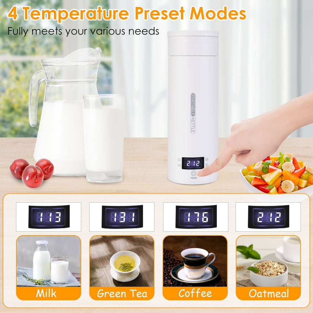 Avtoit | 17Oz Stainless Steel Travel Electric Kettle with 4 Temperature Presets