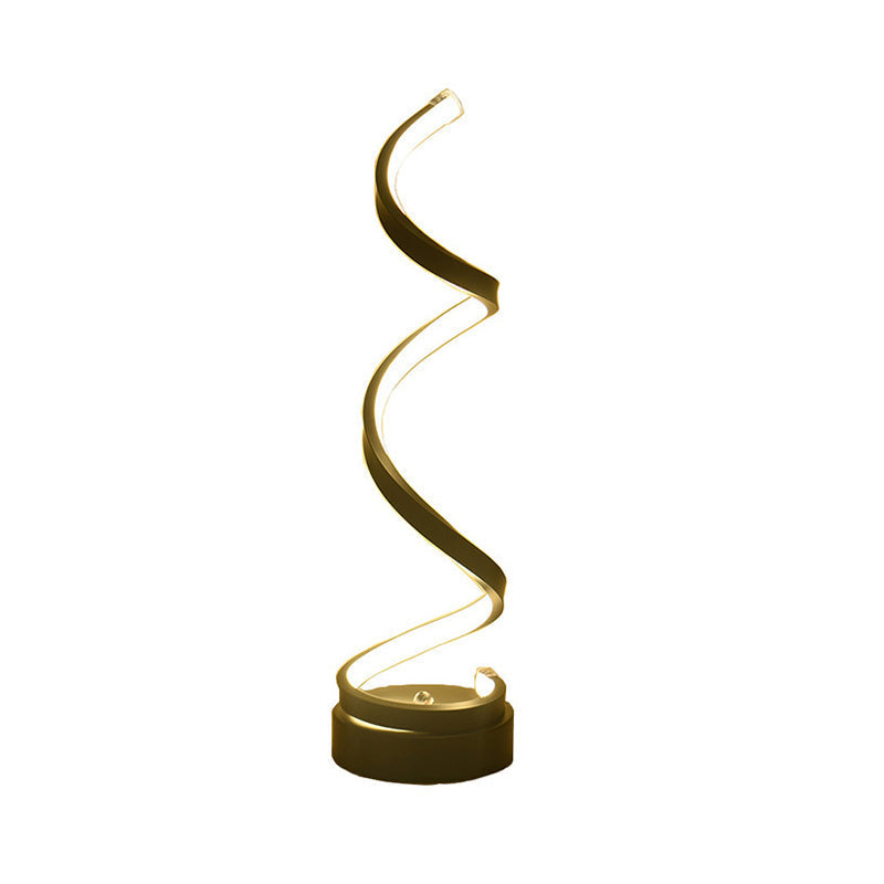Avtoit | Spiral Ribbon Metal Table Lamp Simplicity Black/White/Gold LED Work Lighting with Round Base in Warm/White Light
