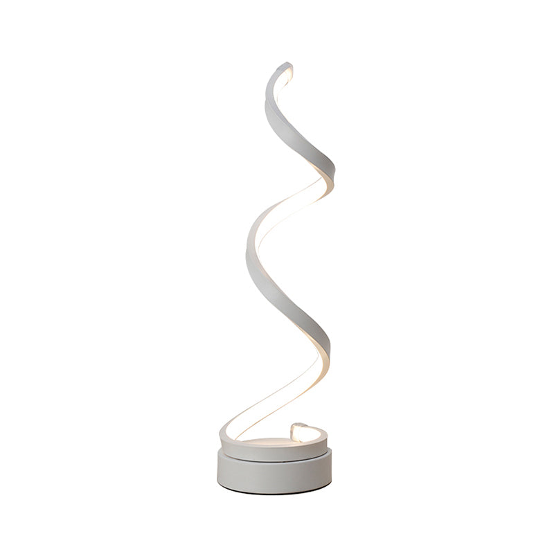 Avtoit | Spiral Ribbon Metal Table Lamp Simplicity Black/White/Gold LED Work Lighting with Round Base in Warm/White Light