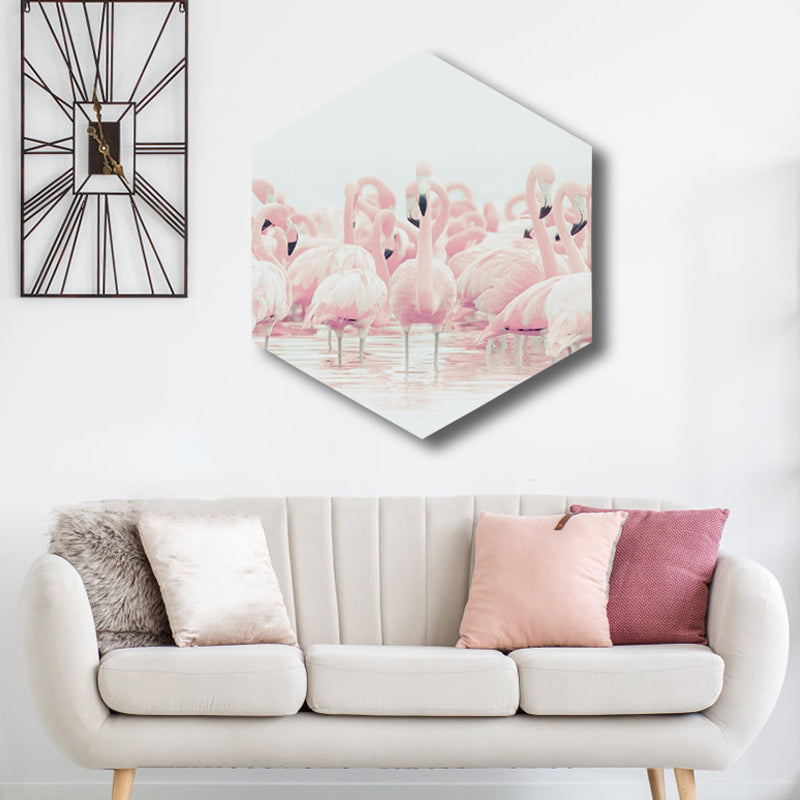 Avtoit | Flamingo Canvas Print Home Interior Photography Tropical Animal Wall Art in Pink, Layered