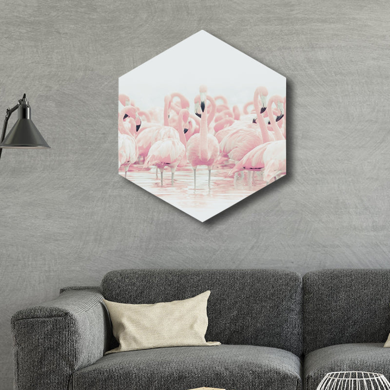 Avtoit | Flamingo Canvas Print Home Interior Photography Tropical Animal Wall Art in Pink, Layered