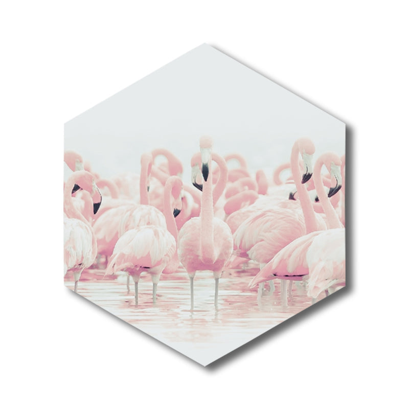 Avtoit | Flamingo Canvas Print Home Interior Photography Tropical Animal Wall Art in Pink, Layered