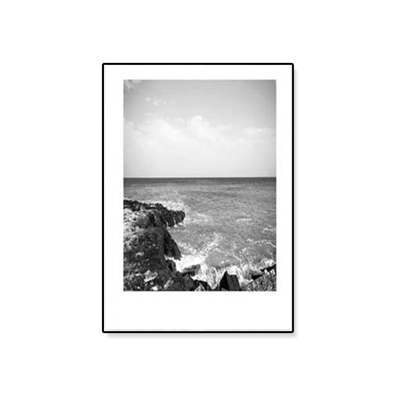Avtoit | Tropical Rocky Bay Seascape Canvas Print Dark Color Texture Wall Art for the Living Room