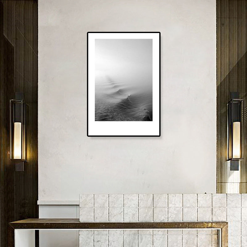Avtoit | Tropical Rocky Bay Seascape Canvas Print Dark Color Texture Wall Art for the Living Room