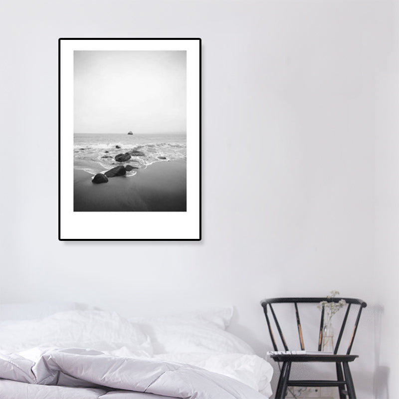 Avtoit | Tropical Rocky Bay Seascape Canvas Print Dark Color Texture Wall Art for the Living Room