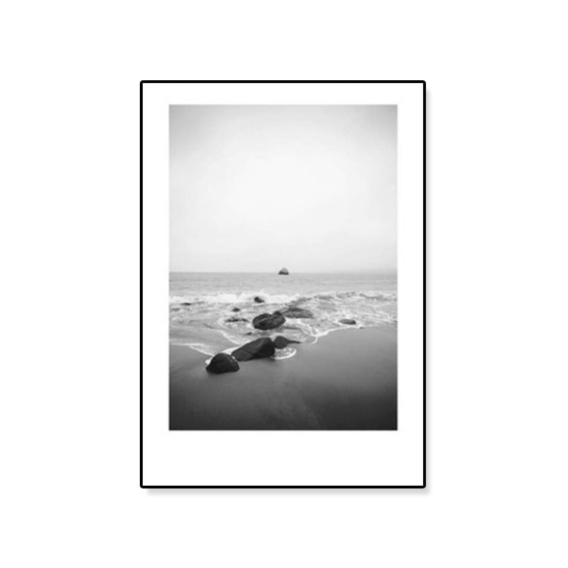 Avtoit | Tropical Rocky Bay Seascape Canvas Print Dark Color Texture Wall Art for the Living Room