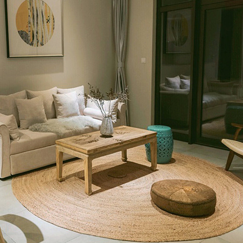 Avtoit | Brown simple rug jute rural rug washable non-slip pet-friendly rug for the living room