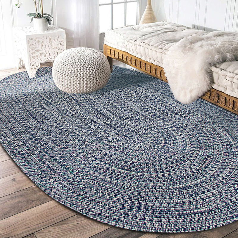 Avtoit | Country Solid Color Carpet Blue Polypropylene Carpet Non-Slip Back Washable Pet-Friendly Rug for Home