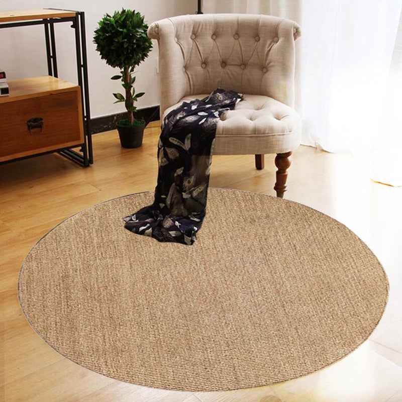 Avtoit | Brown Living Room Rug Rustic Solid Color Carpet Sisal Pet Friendly Non-Slip Washable Area Rug for Decoration