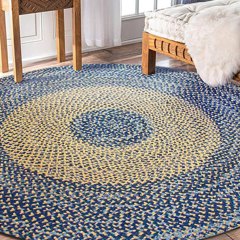 Avtoit | Country Circle Pattern Rug Blue and Brown Sisal Rug Non-Slip Back Washable Pet-Friendly Carpet for Home