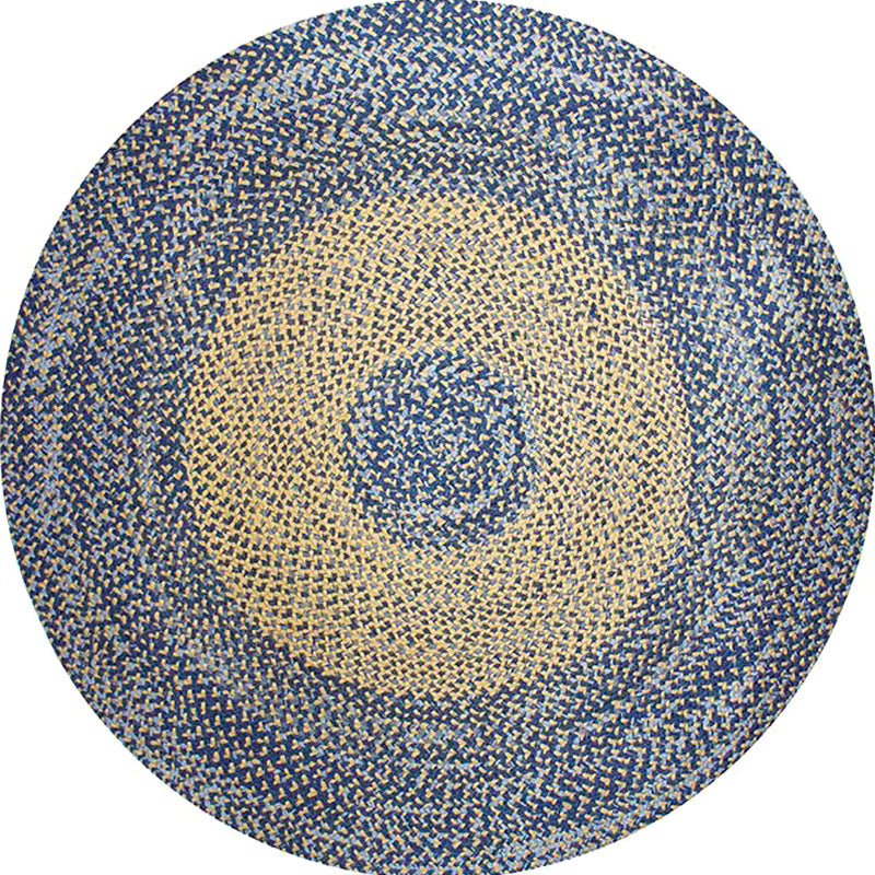 Avtoit | Country Circle Pattern Rug Blue and Brown Sisal Rug Non-Slip Back Washable Pet-Friendly Carpet for Home