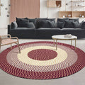 Avtoit | Casual Red Rustic Carpet Cotton Circles Pattern Carpet Machine Washable Pet-Friendly Non-Slip Carpet for the Bedroom