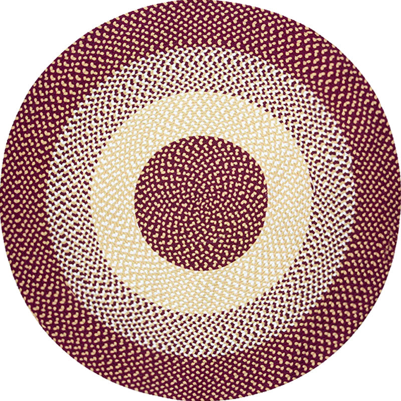 Avtoit | Casual Red Rustic Carpet Cotton Circles Pattern Carpet Machine Washable Pet-Friendly Non-Slip Carpet for the Bedroom