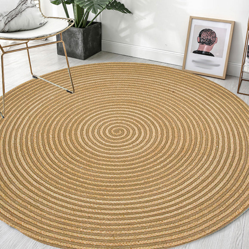 Avtoit | Country Circle Pattern Rug Brown Sisal Carpet Non-Slip Back Washable Pet-Friendly Carpet for Home