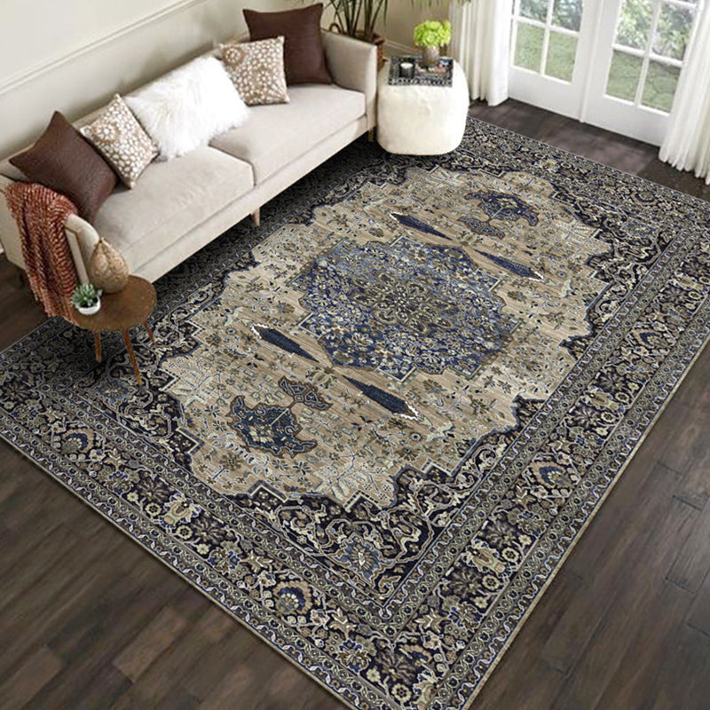 Avtoit | Shabby Chic Floral Pattern Rug Multi-Color Polyester Rug Non-Slip Back Washable Pet-Friendly Flooring for Home