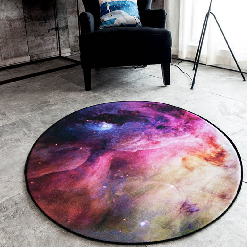 Avtoit | Black Galaxy Pattern Rug Polyester Novelty Rug Washable Non-Slip Pet Friendly Area Rug for Bedroom