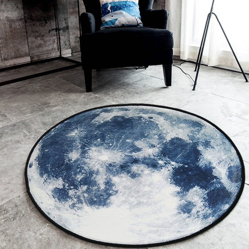 Avtoit | Nordic Planet Pattern Carpet Gray and Black Polyester Carpet Non-Slip Back Washable Pet-Friendly Carpet for Home