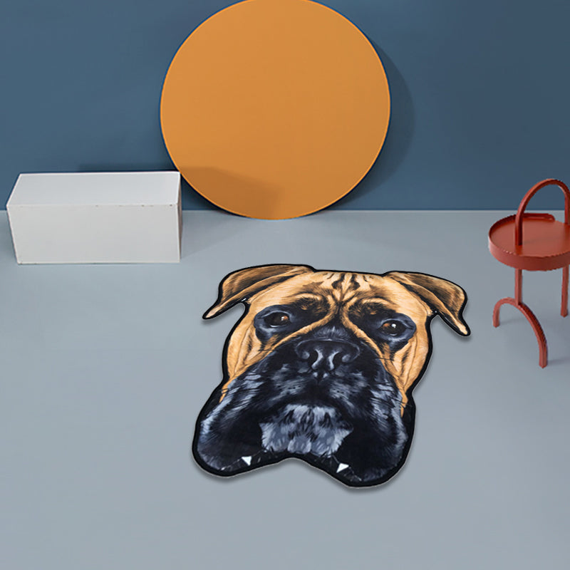 Avtoit | Creative Brown Contemporary Carpet Polyester Dog Pattern Rug Washable Pet Friendly Non-Slip Carpet for Kids Room
