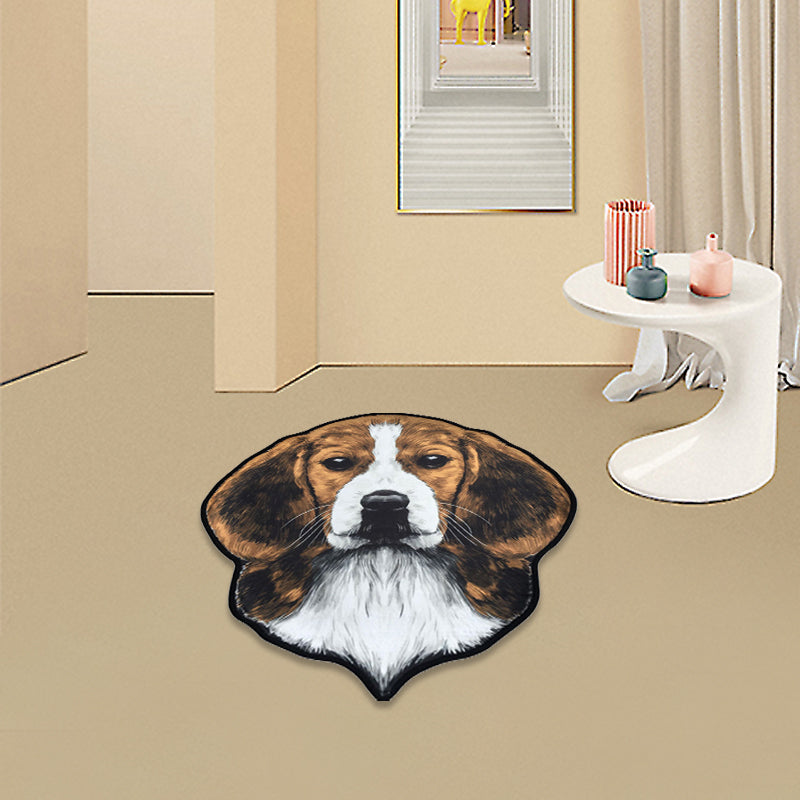 Avtoit | Creative Brown Contemporary Carpet Polyester Dog Pattern Rug Washable Pet Friendly Non-Slip Carpet for Kids Room