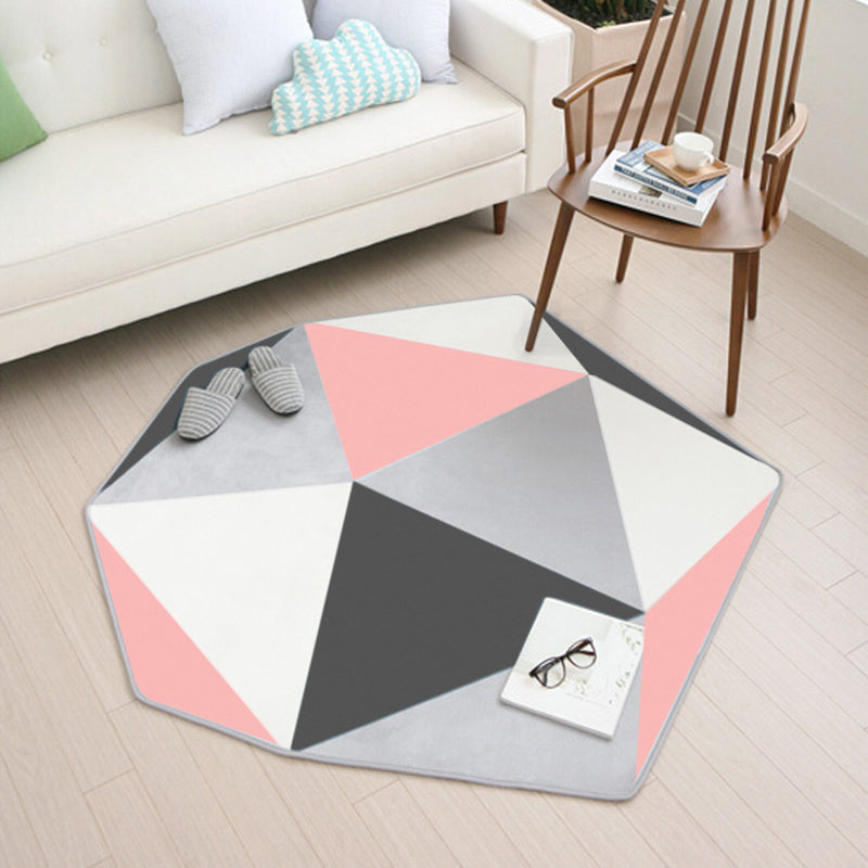 Avtoit | Multicolor Geometric Pattern Rug Polyester Contemporary Rug Washable Non-slip Pet-friendly Rug for the Bedroom