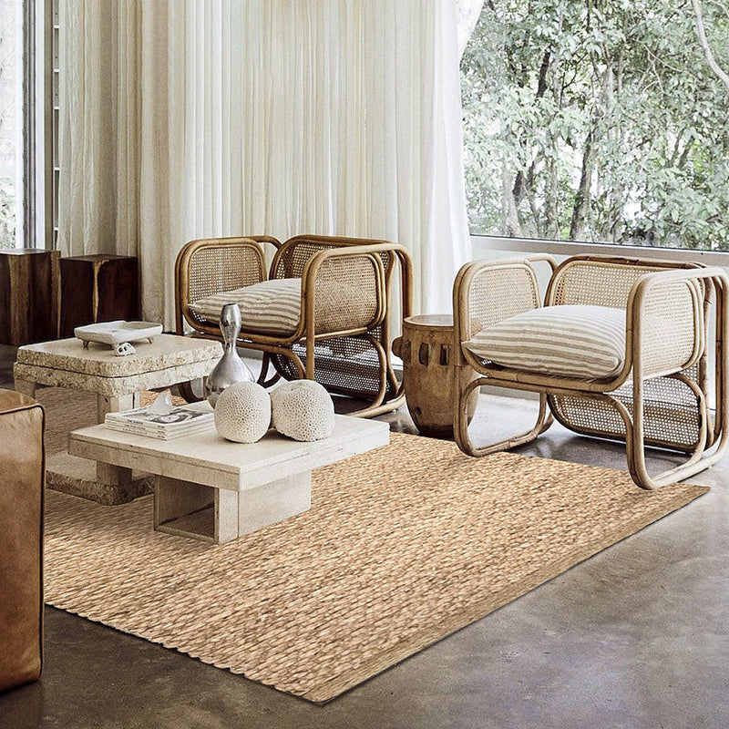 Avtoit | Brown simple rug jute rural rug washable non-slip pet-friendly rug for the living room