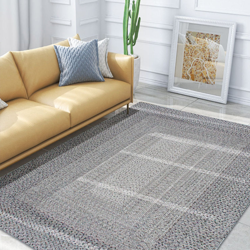 Avtoit | Country Geometric Pattern Area Rug Gray and Black Polypropylene Rug Non-Slip Backing Washable Pet-Friendly Carpet for Home