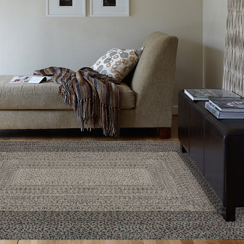 Avtoit | Country Geometric Pattern Area Rug Gray and Black Polypropylene Rug Non-Slip Backing Washable Pet-Friendly Carpet for Home