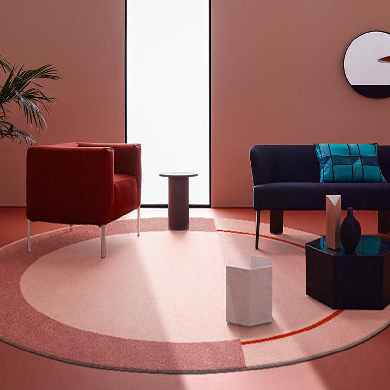 Avtoit | Creative Abstract Carpet Red and Pink Modernism Carpet Polyester Pet Friendly Washable Non-Slip Area Rug for Bedroom