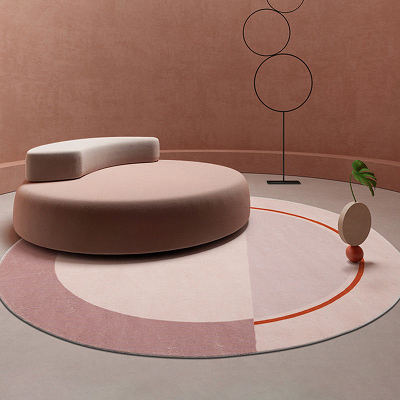 Avtoit | Creative Abstract Carpet Red and Pink Modernism Carpet Polyester Pet Friendly Washable Non-Slip Area Rug for Bedroom