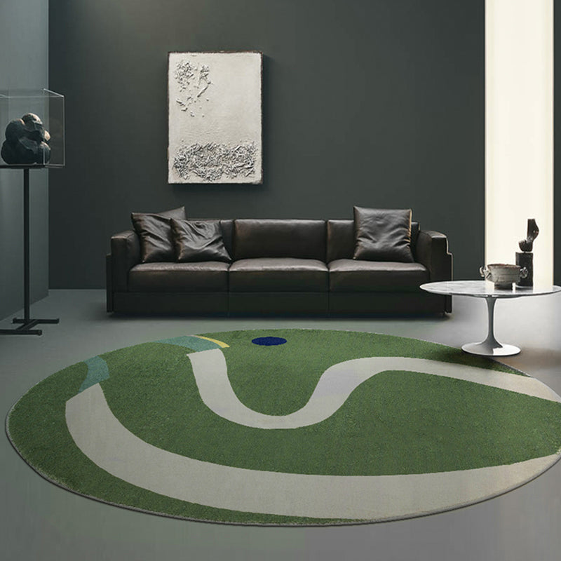 Avtoit | Green and White Abstract Carpet Polyester Modern Carpet Pet Friendly Washable Non Slip Runner for Living Room