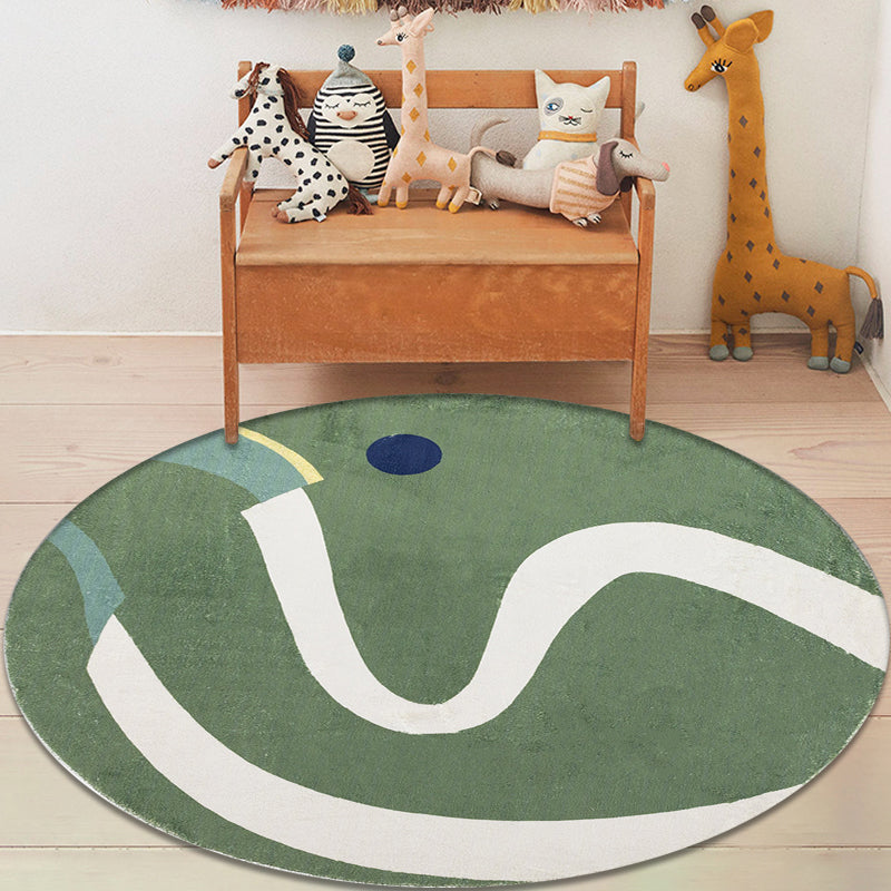 Avtoit | Green and White Abstract Carpet Polyester Modern Carpet Pet Friendly Washable Non Slip Runner for Living Room