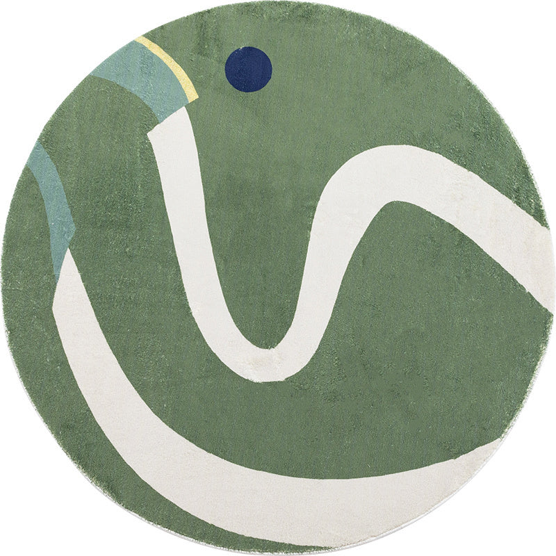 Avtoit | Green and White Abstract Carpet Polyester Modern Carpet Pet Friendly Washable Non Slip Runner for Living Room