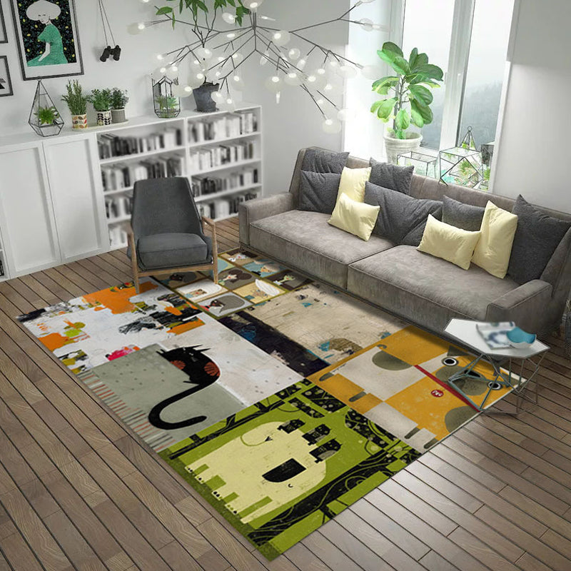 Avtoit | Multicolor Abstract Carpet Polyester Industrial Carpet Pet Friendly Washable Non-Slip Rug for Living Room