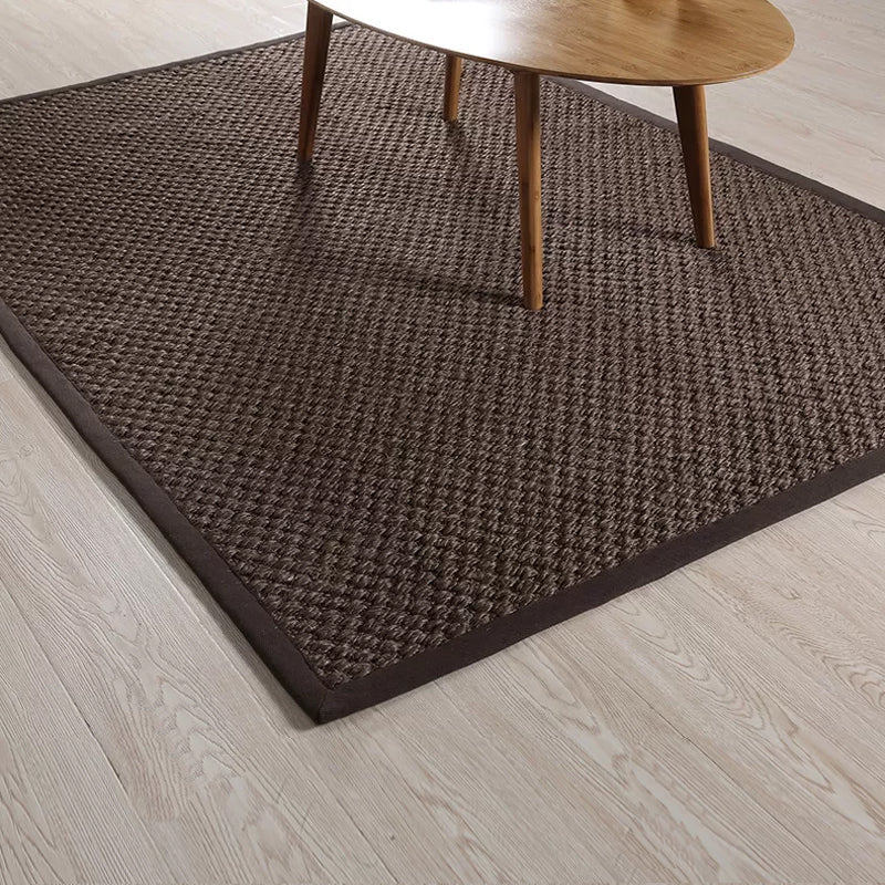 Avtoit | Rustic Solid Color Rug Dark Brown Sisal Rug Non-slip Pet Friendly Washable Area Rug for Living Room