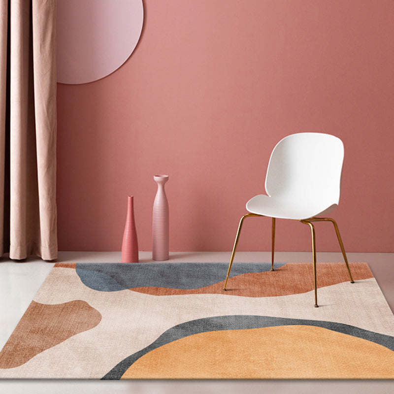 Avtoit | Multicolour Bedroom Rug Contemporary Color Block Rug Polyester Washable Non-slip Underlay Pet Friendly Rug
