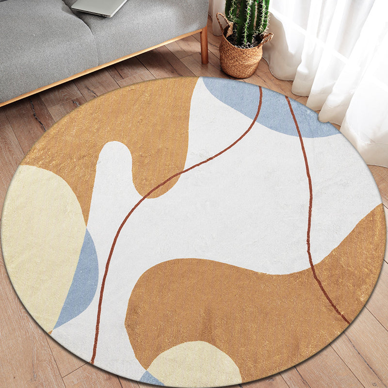Avtoit | Modernist Color Block Carpet Brown Polyester Carpet Non-Slip Pet-Friendly Washable Area Rug for Living Room
