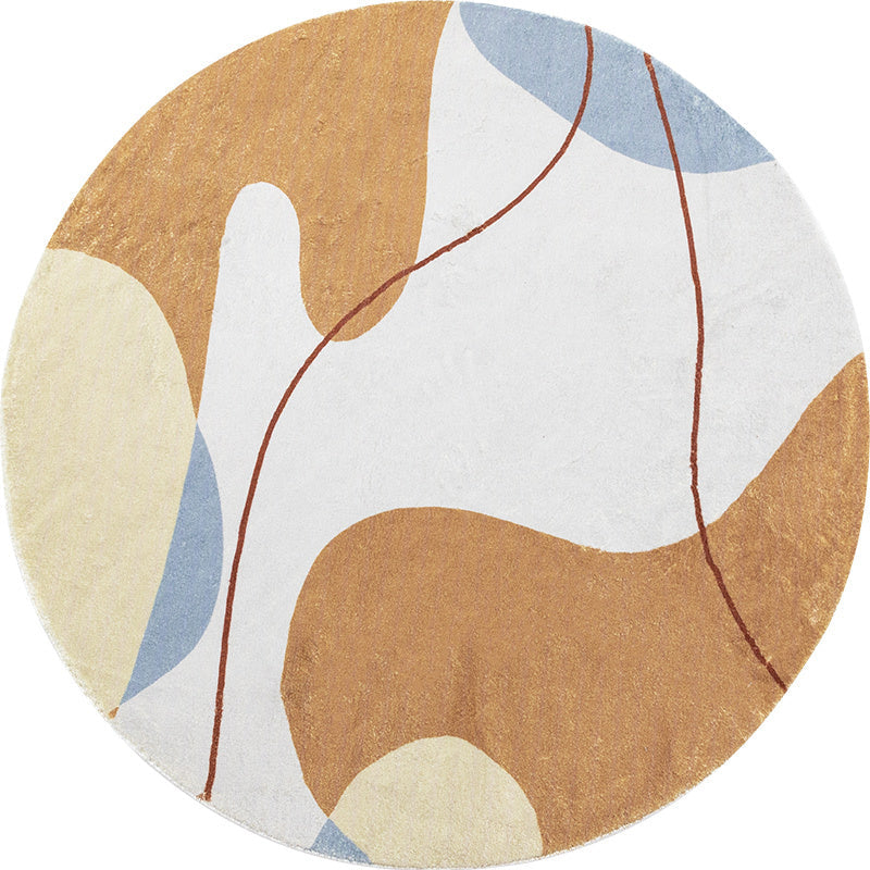 Avtoit | Modernist Color Block Carpet Brown Polyester Carpet Non-Slip Pet-Friendly Washable Area Rug for Living Room