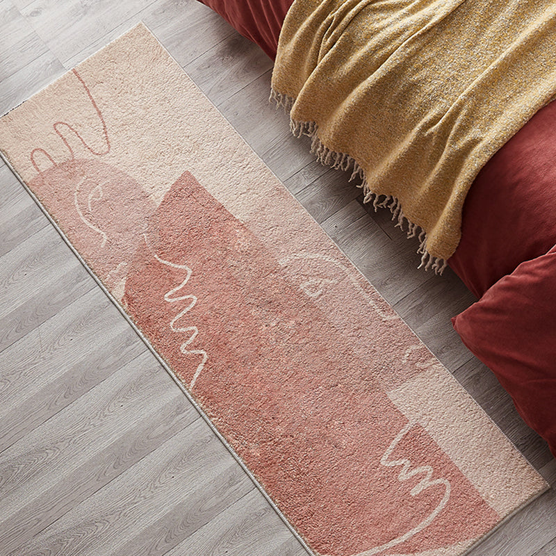 Avtoit | Creative Abstract Carpet Red and Pink Modernism Carpet Polyester Pet Friendly Washable Non-Slip Area Rug for Bedroom