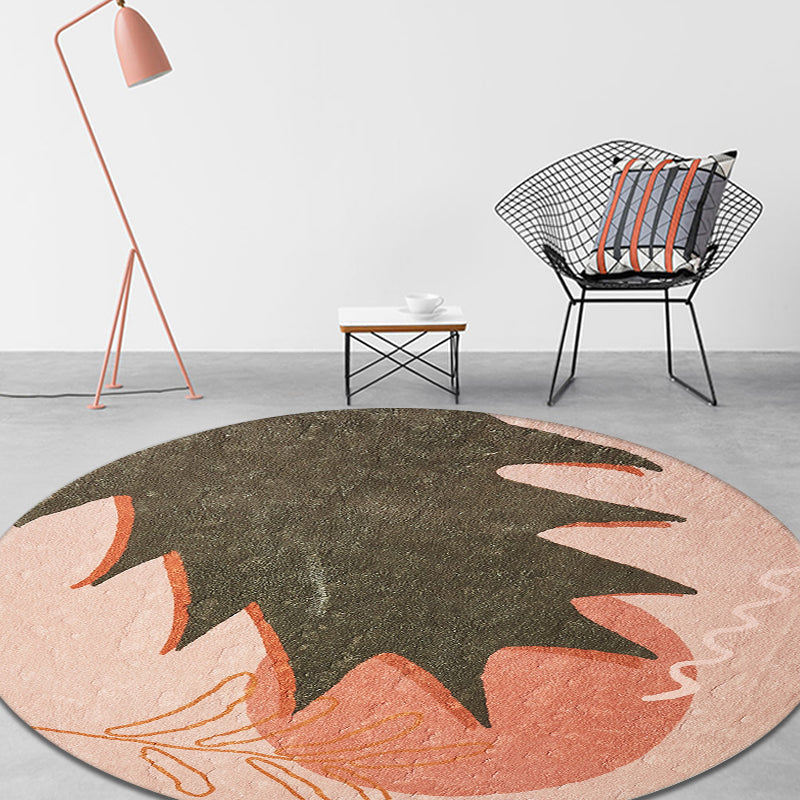 Avtoit | Red and Pink Abstract Carpet Polyester Modern Carpet Pet-Friendly Washable Non-Slip Carpet for the Living Room