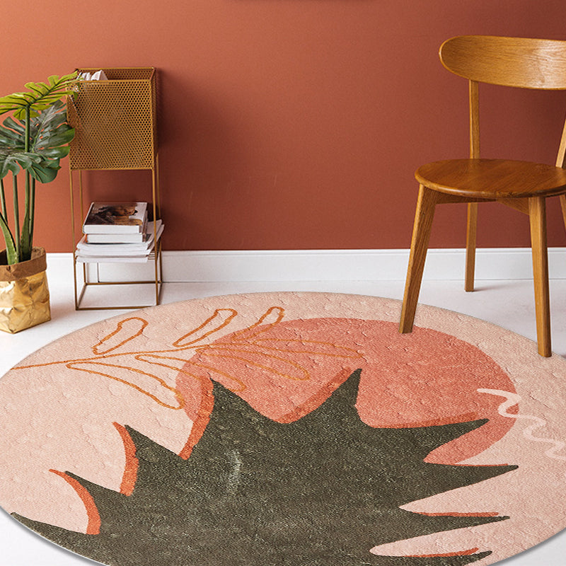 Avtoit | Red and Pink Abstract Carpet Polyester Modern Carpet Pet-Friendly Washable Non-Slip Carpet for the Living Room