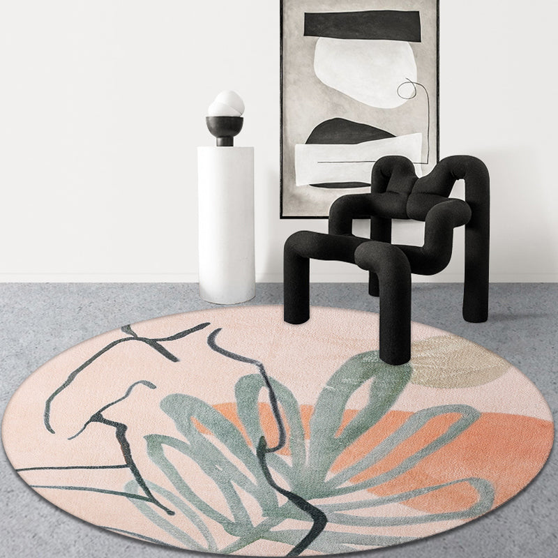 Avtoit | Red and Pink Abstract Carpet Polyester Modern Carpet Pet-Friendly Washable Non-Slip Carpet for the Living Room