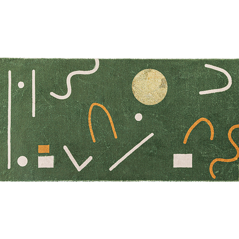 Avtoit | Green Bedroom Carpet Minimalist Abstract Carpet Polyester Washable Non-Slip Backing Pet Friendly Carpet