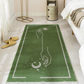 Avtoit | Green Bedroom Carpet Minimalist Abstract Carpet Polyester Washable Non-Slip Backing Pet Friendly Carpet