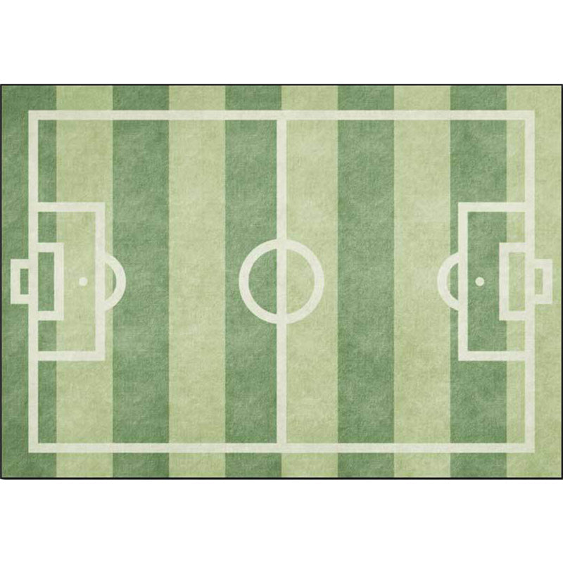Avtoit | Creative Football Field Pattern Rug Green Kids Rug Polyester Pet Friendly Washable Non-slip Area Rug for Decoration