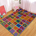 Avtoit | Multicolored Letter Pattern Rug Polyester Kids Rug Pet Friendly Washable Non-Slip Rug for the Bedroom