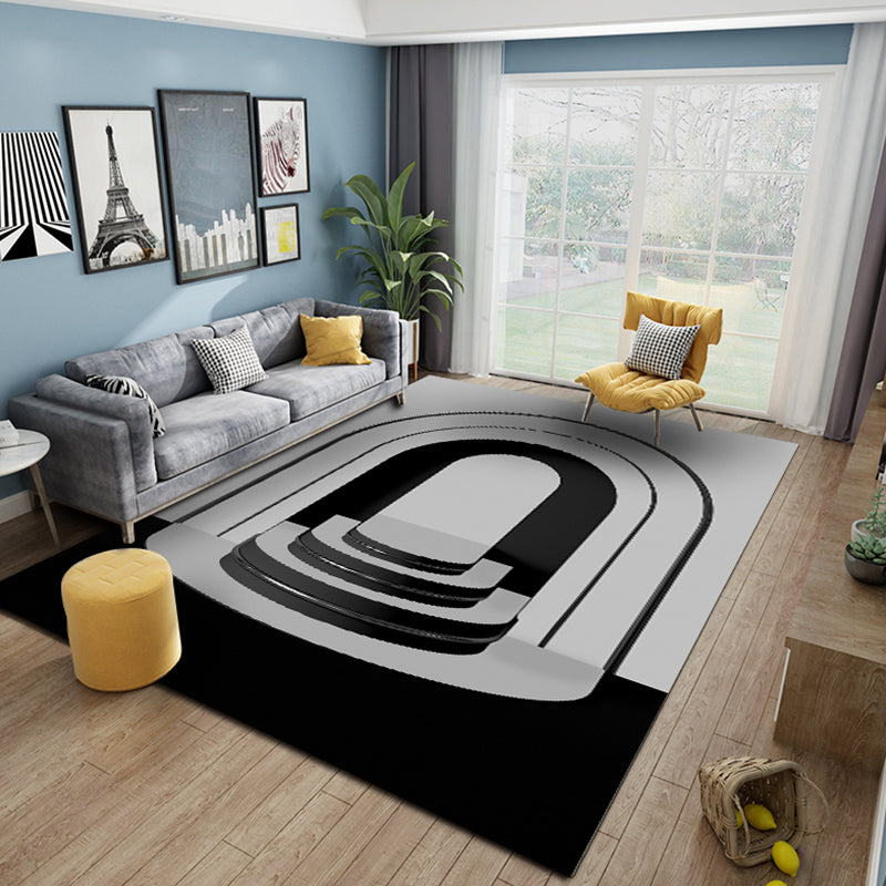 Avtoit | Multicolour Bedroom Rug Contemporary Color Block Rug Polyester Washable Non-slip Underlay Pet Friendly Rug