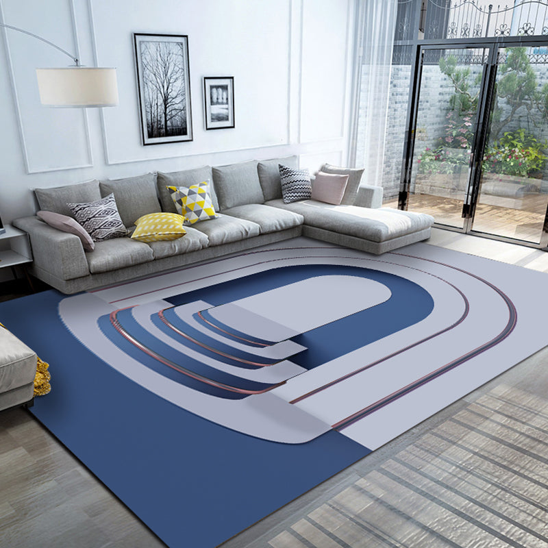Avtoit | Multicolour Bedroom Rug Contemporary Color Block Rug Polyester Washable Non-slip Underlay Pet Friendly Rug