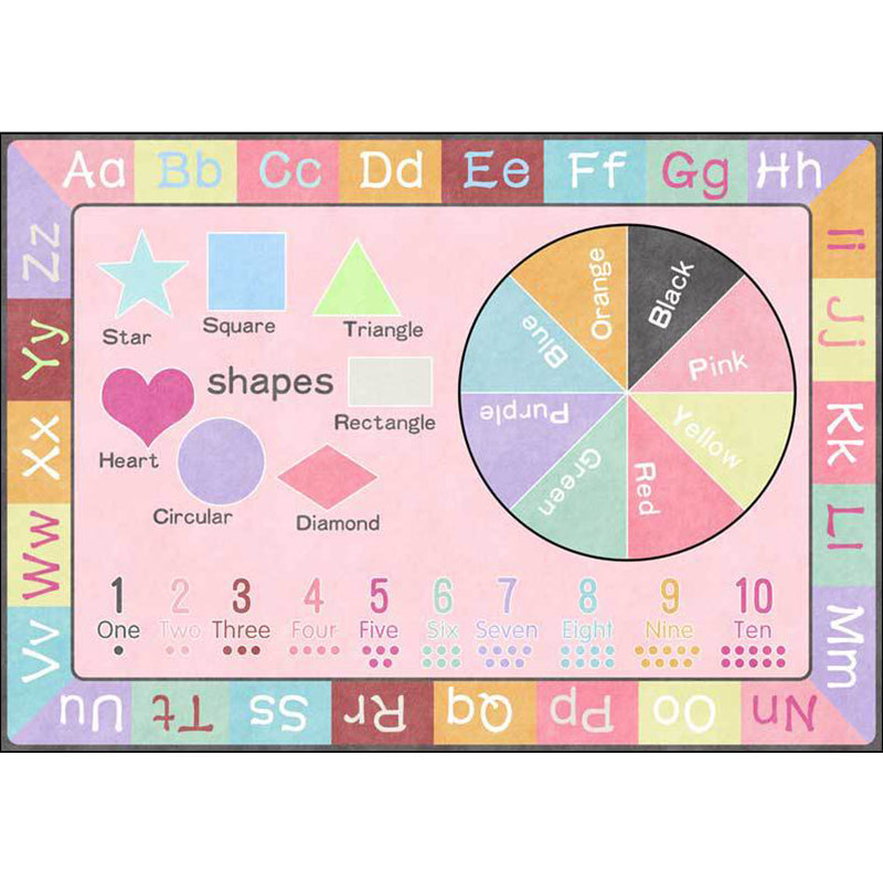 Avtoit | Multicolor Kids Rug Kids Letter and Geometric Pattern Rug Polyester Washable Non-Slip Back Pet-Friendly Rug