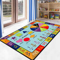 Avtoit | Multicolor Kids Rug Kids Letter and Geometric Pattern Rug Polyester Washable Non-Slip Back Pet-Friendly Rug